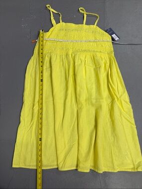 Yellow Smocked Knee Length Dress with Adjustable Straps
